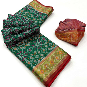Green Woven Cotton Silk Patola Saree