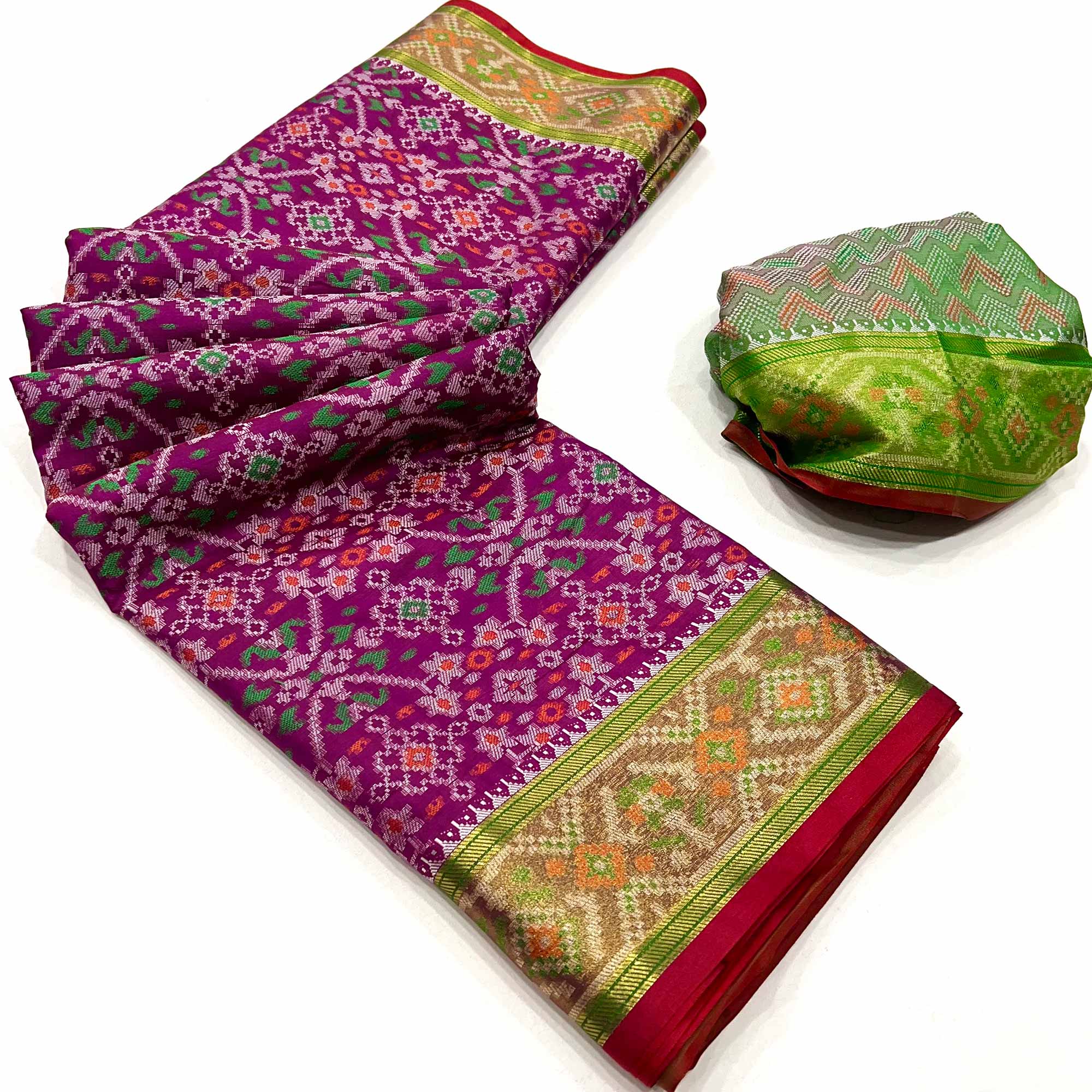 Purple Woven Cotton Silk Patola Saree