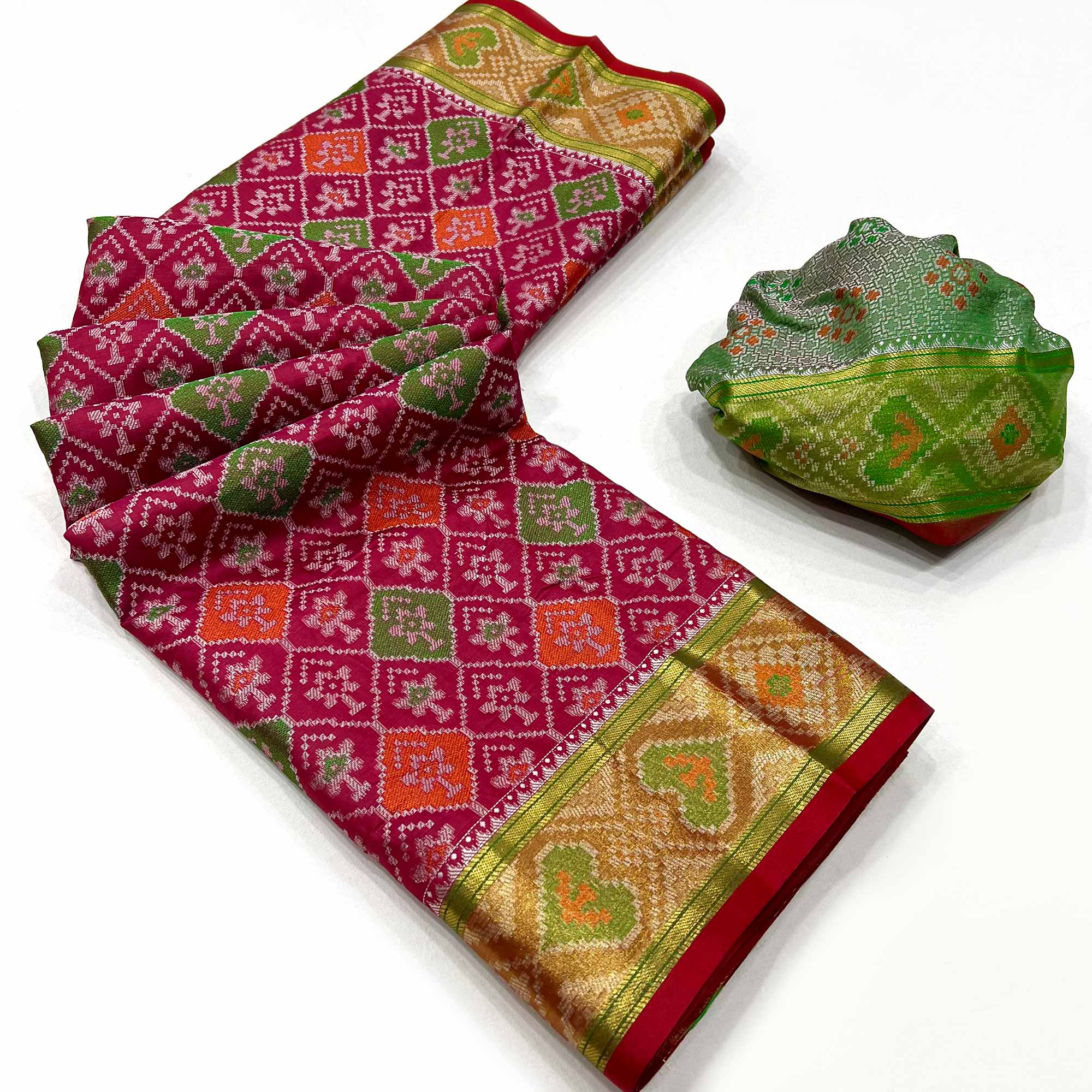 Red Woven Cotton Silk Patola Saree