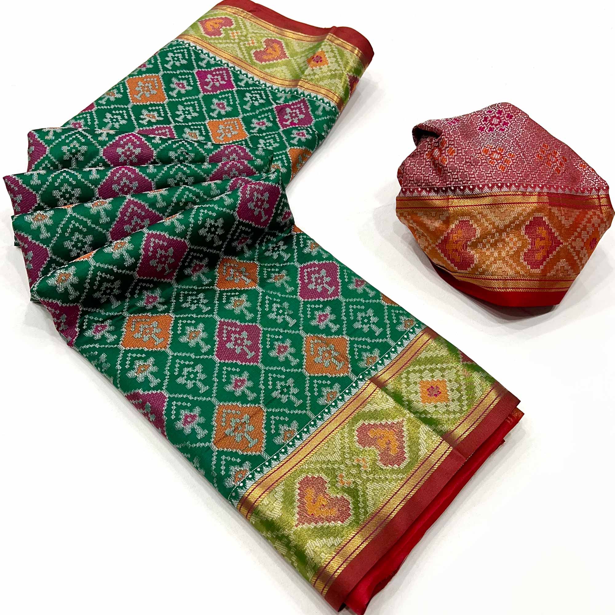 Green Woven Cotton Silk Patola Saree