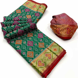 Green Woven Cotton Silk Patola Saree