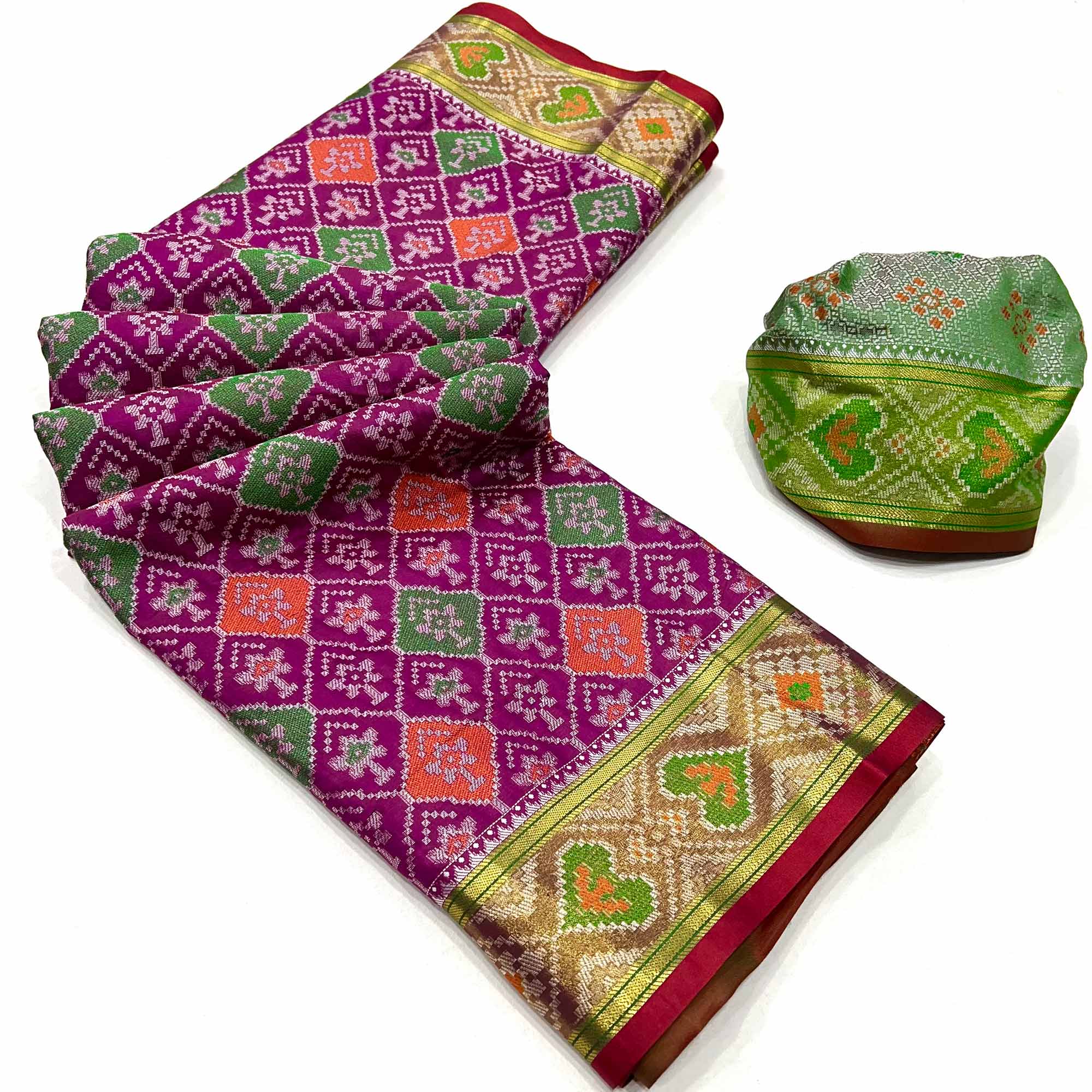 Purple Woven Cotton Silk Patola Saree