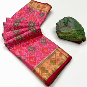 Pink Woven Cotton Silk Patola Saree