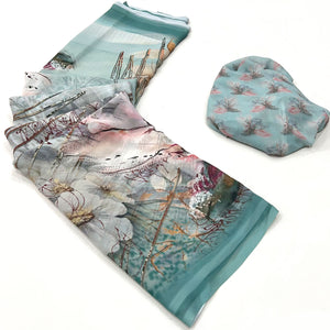 Blue Floral Digital Printed Georgette Saree