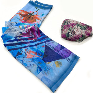 Blue Floral Digital Printed Georgette Saree