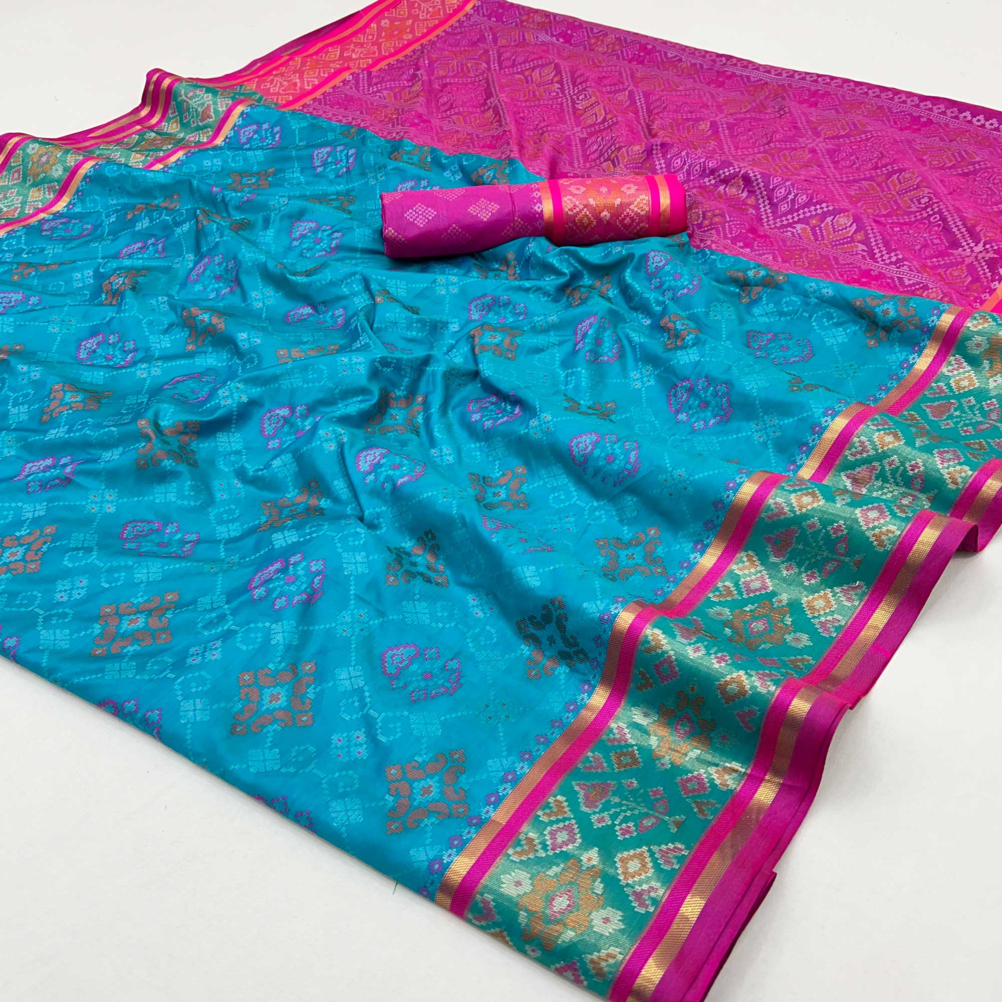 Blue Woven Art Silk Patola Saree