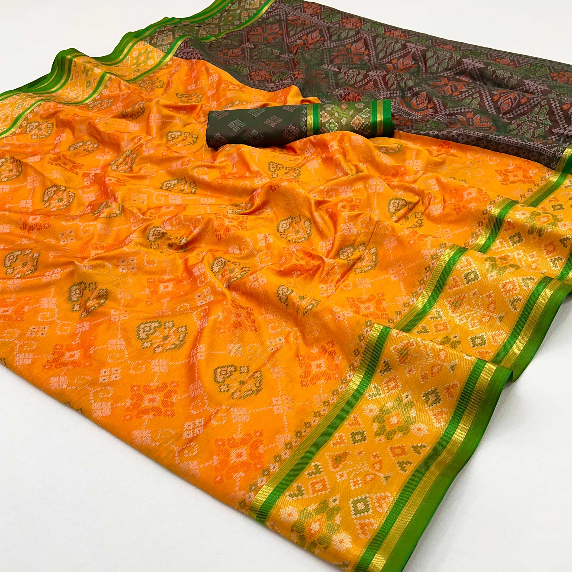 Mustard Woven Art Silk Patola Saree