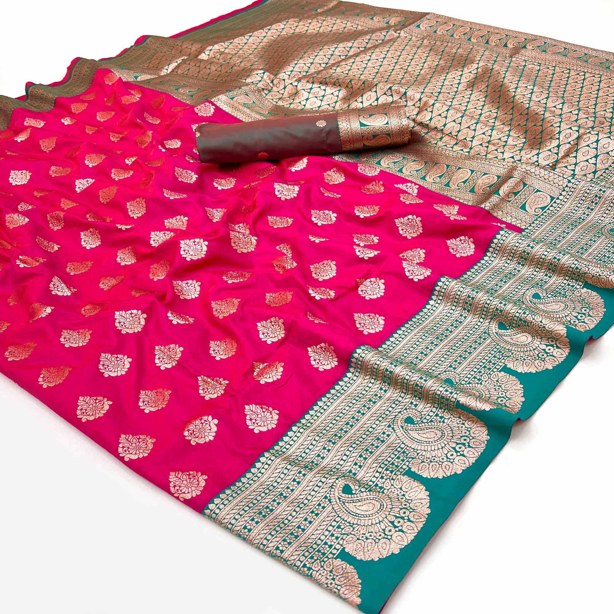 Majestic Zari Woven Pink Art Silk Saree Accented With A Heritage Banarasi Pallu