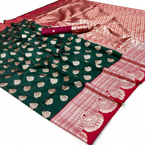 Dazzling Zari Woven Green Art Silk Saree Accented With A Heritage Banarasi Pallu