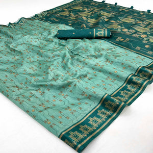 Sea Green Art Silk Saree Featuring Modern Digital Print & Tassel Pallu