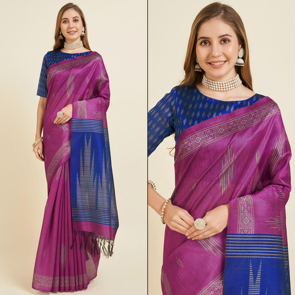 Pink Bhagalpuri Saree