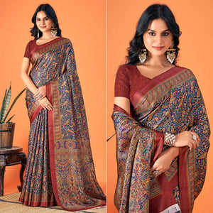 Multicolor Printed Pashmina Saree