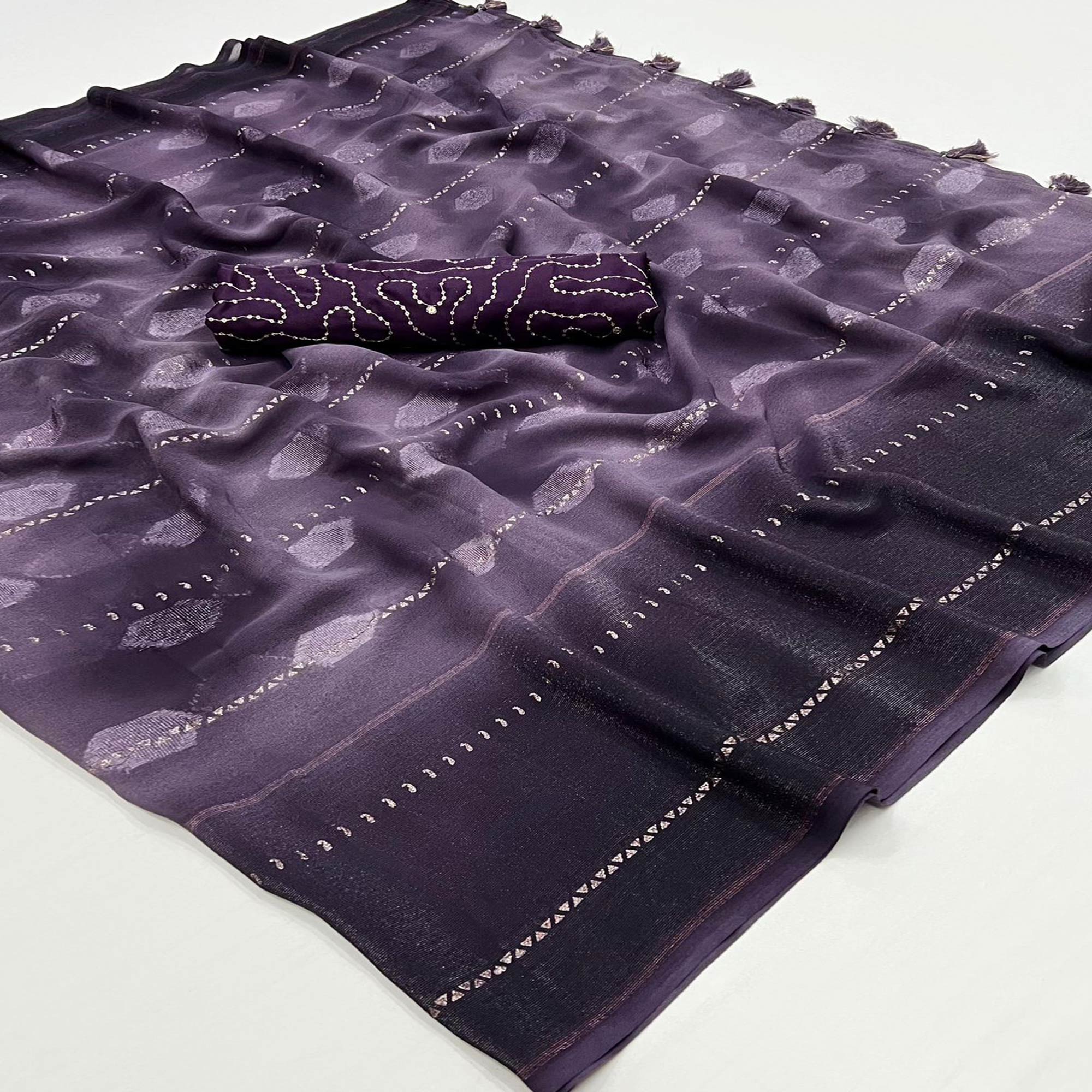 Purple Woven Georgette Saree