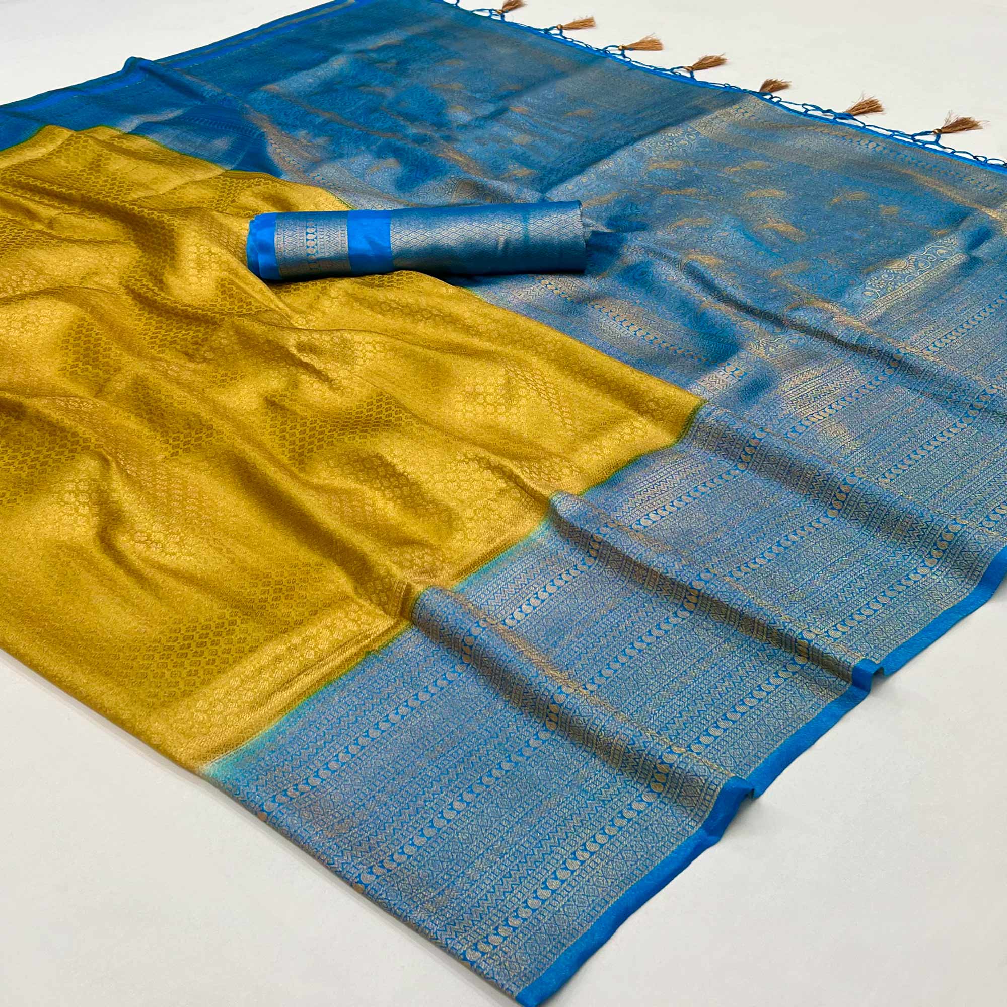 Mustard Woven Art Silk Saree