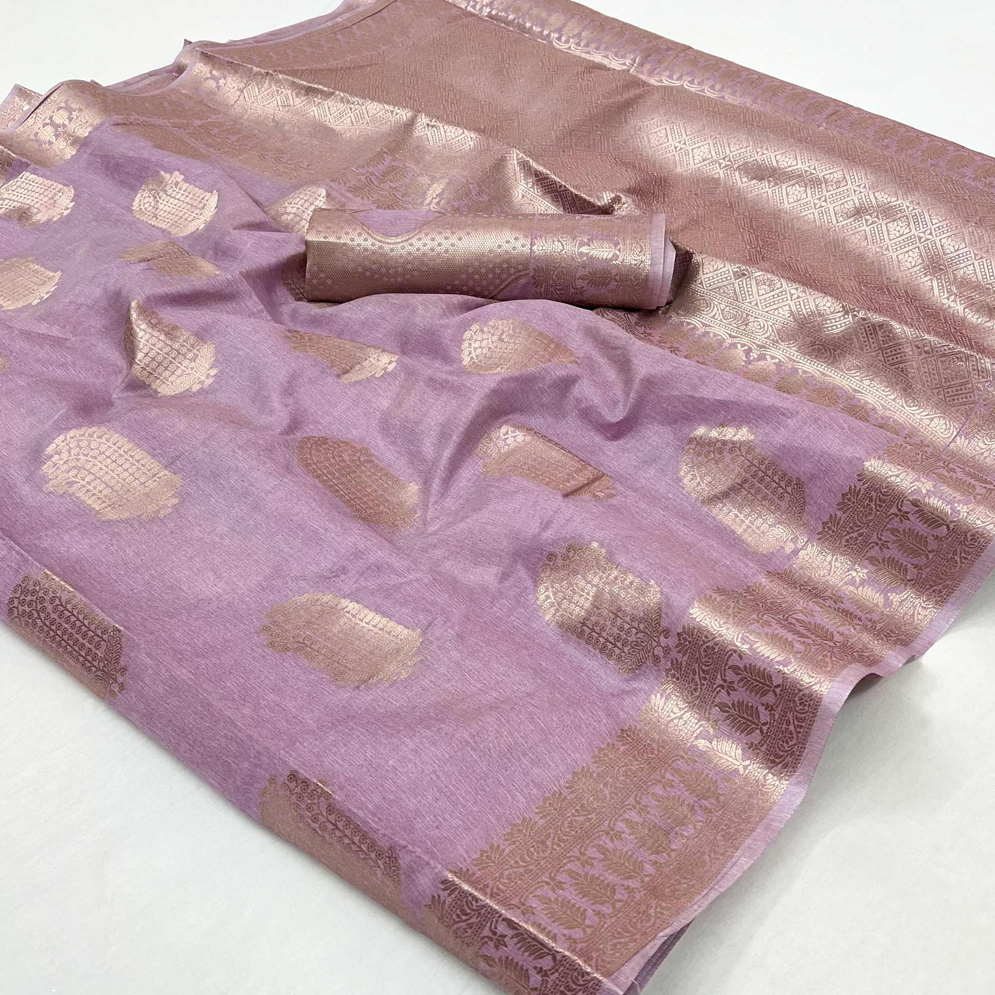 Light Purple Floral Woven Georgette Saree