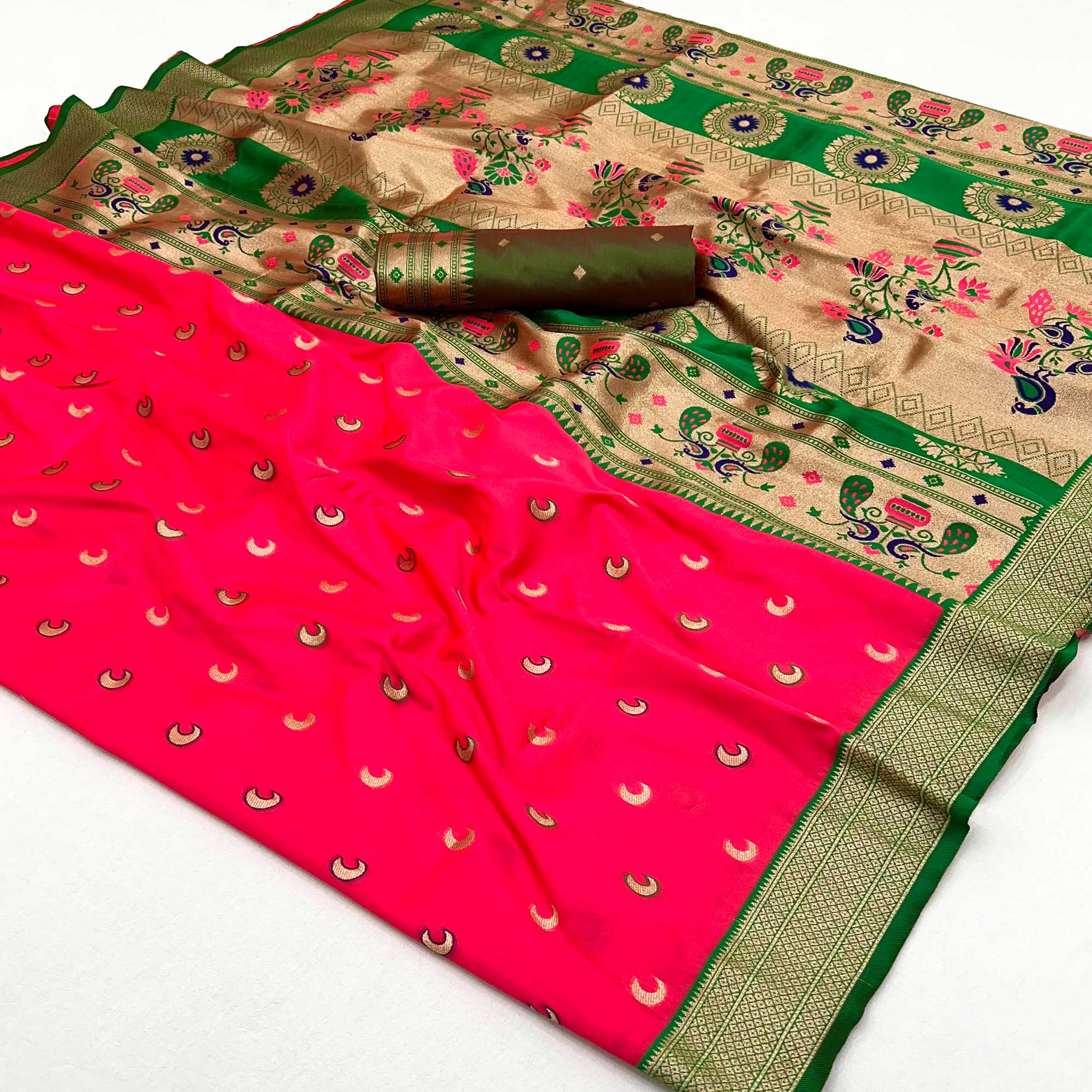 Pink Woven Pure Silk Paithani Saree
