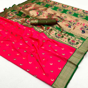 Pink Woven Pure Silk Paithani Saree