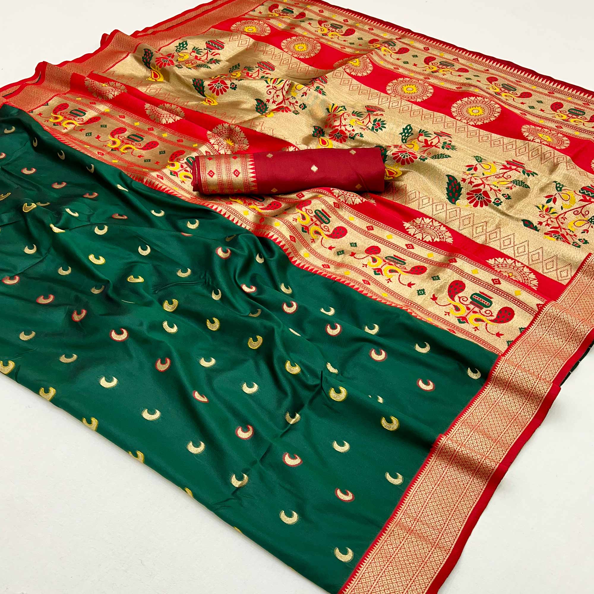 Green Woven Pure Silk Paithani Saree