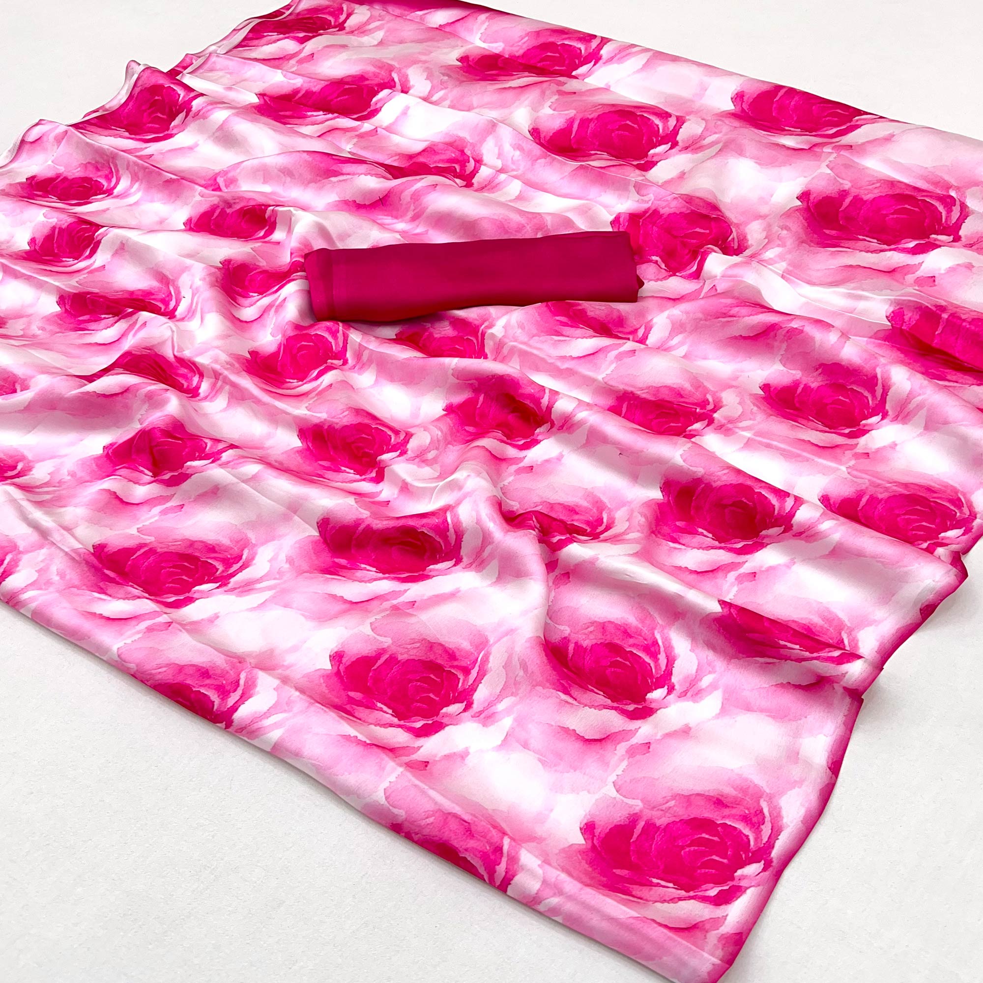 Pink Floral Digital Printed Georgette Saree