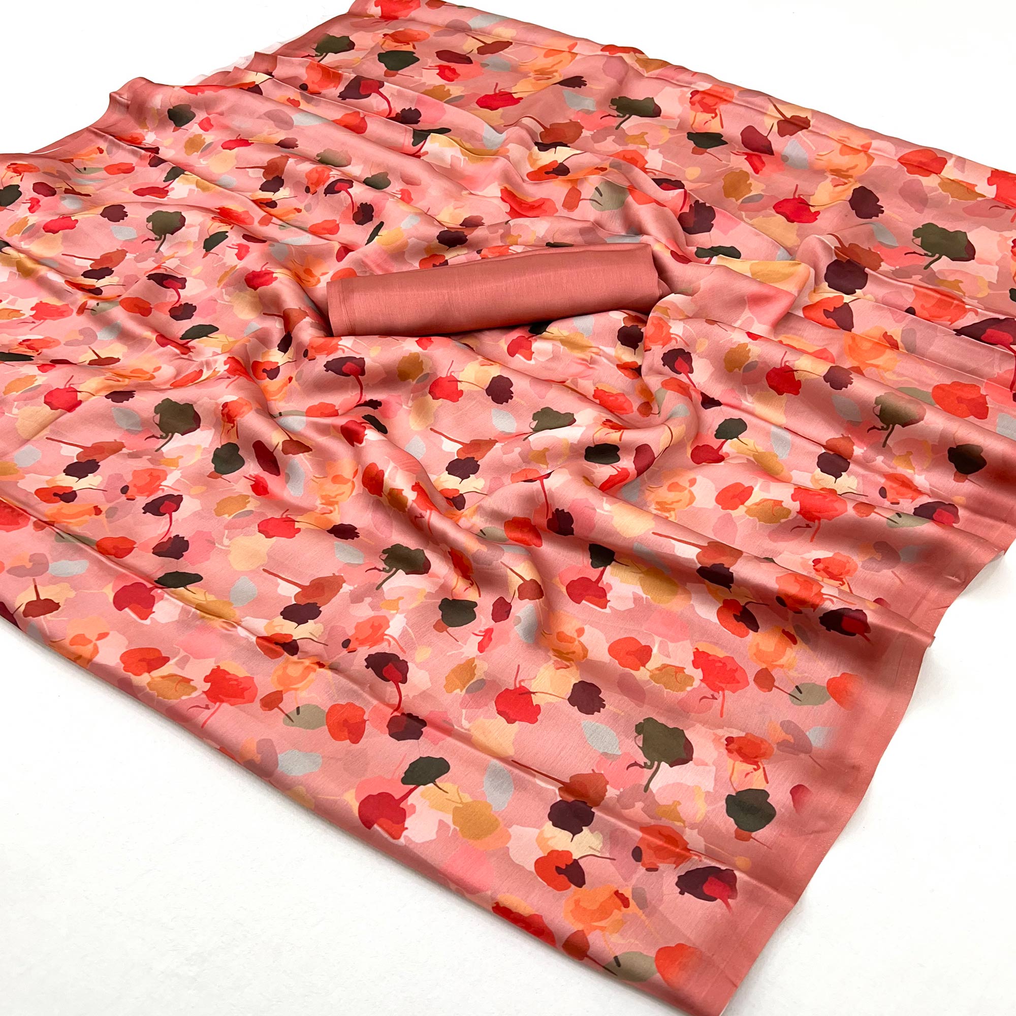 Peach Floral Digital Printed Georgette Saree