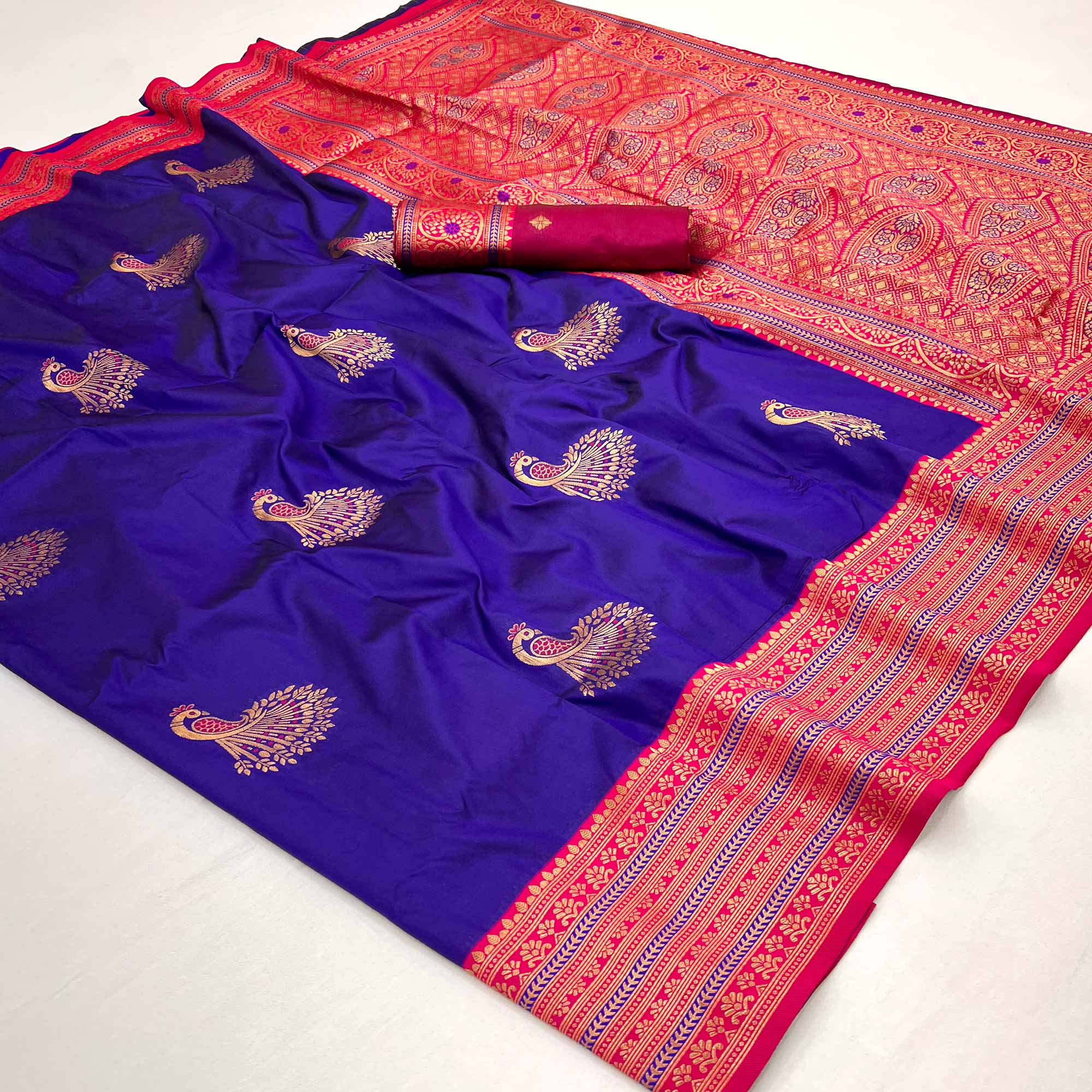Violet Woven Pure Silk Saree