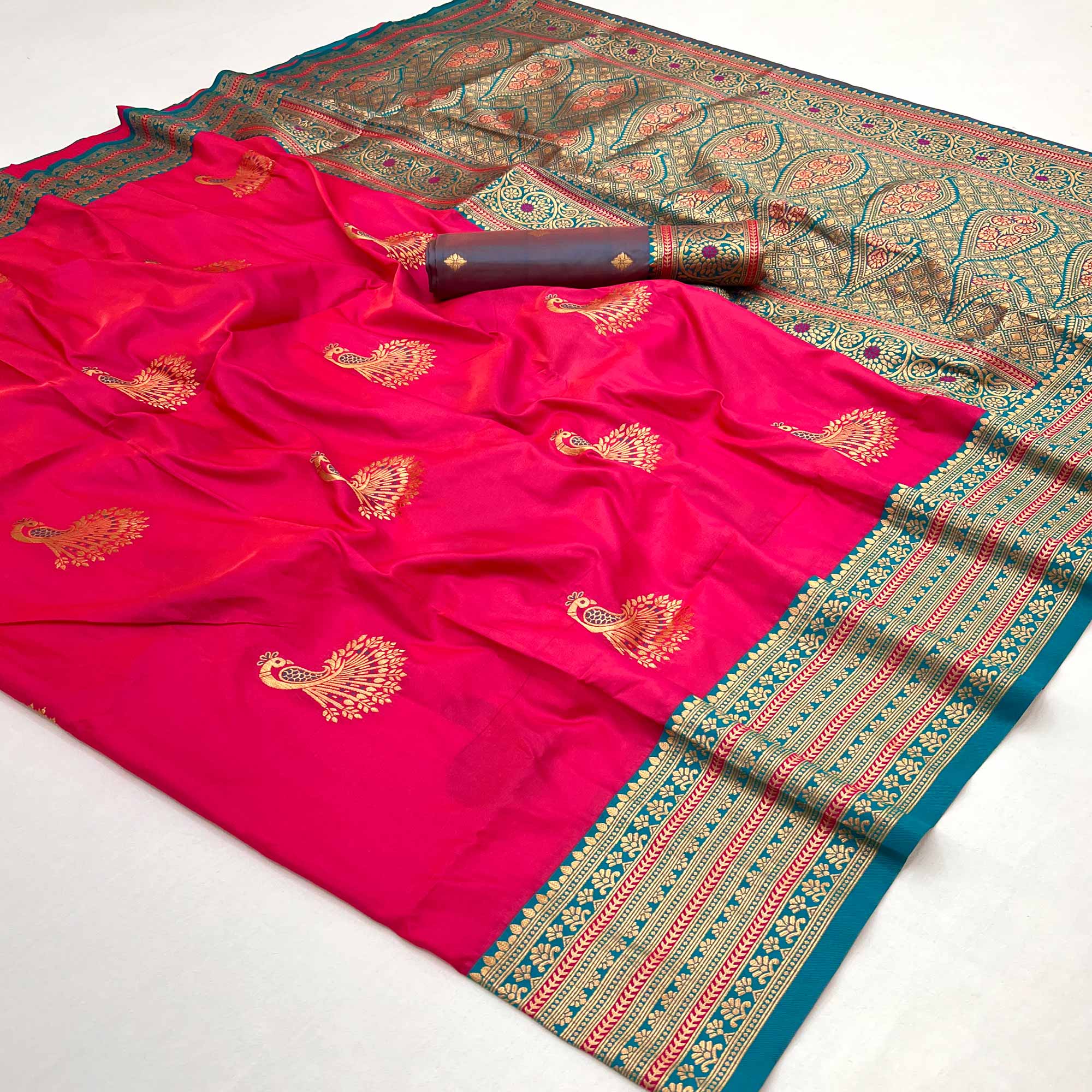 Pink Woven Pure Silk Saree
