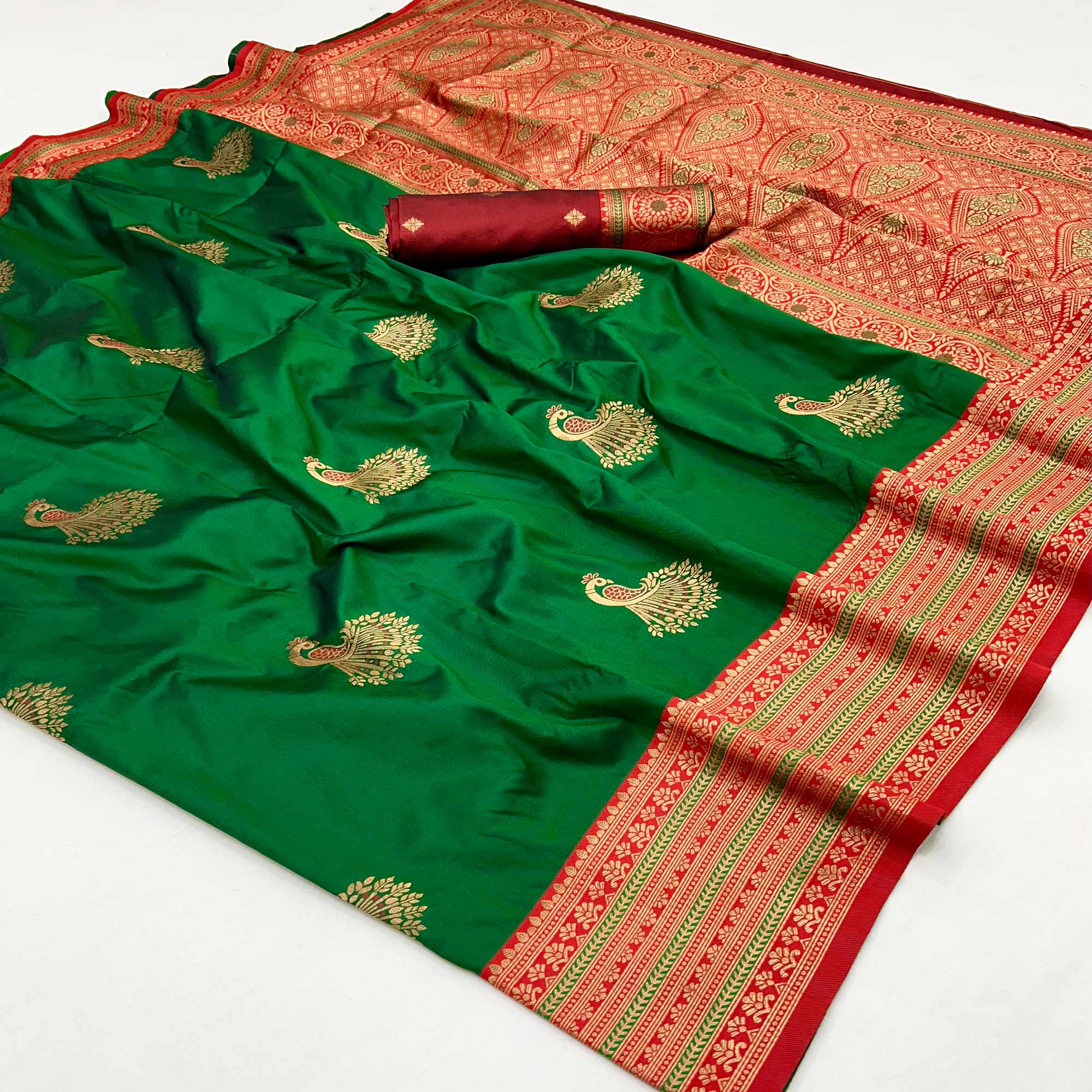Green Woven Pure Silk Saree
