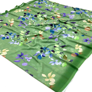 Green Floral Digital Printed Georgette Saree