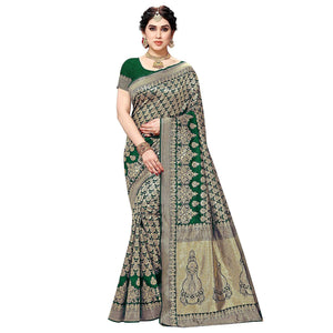 Green Woven Art Silk Saree