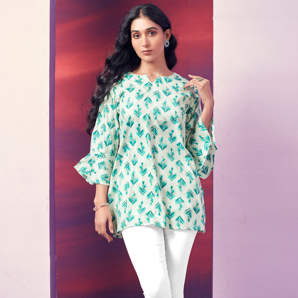 Beige Multi Floral Printed Rayon Top