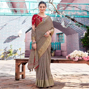 Brown Bandhani Printed Georgette Saree