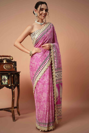 Cream Mulmul Cotton Saree with Traditional Ajrakh Block Prints