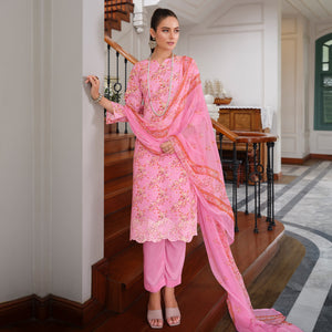 Pink Floral Digital Printed Pure Cotton Salwar Suit