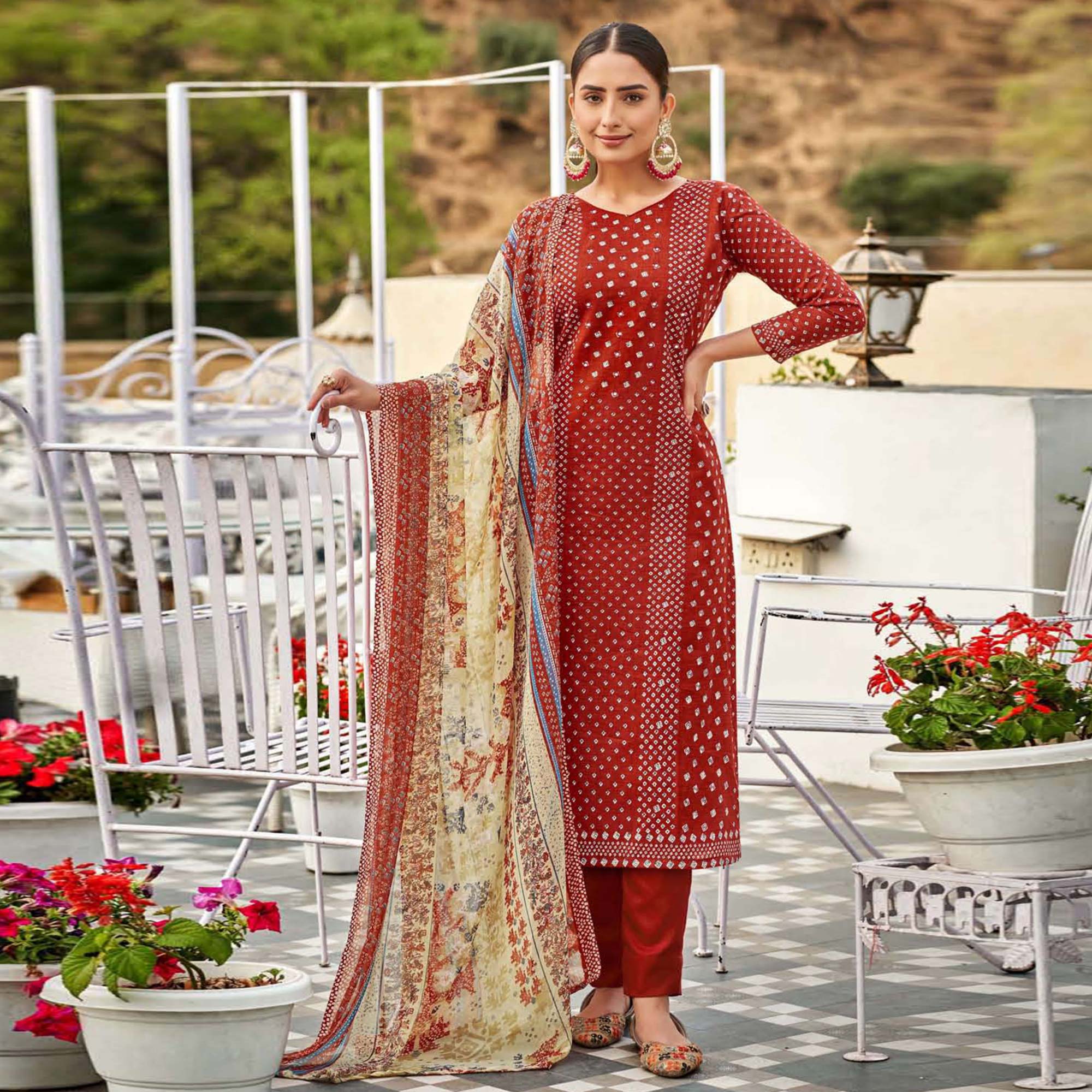 Red Cotton Suits main image 1