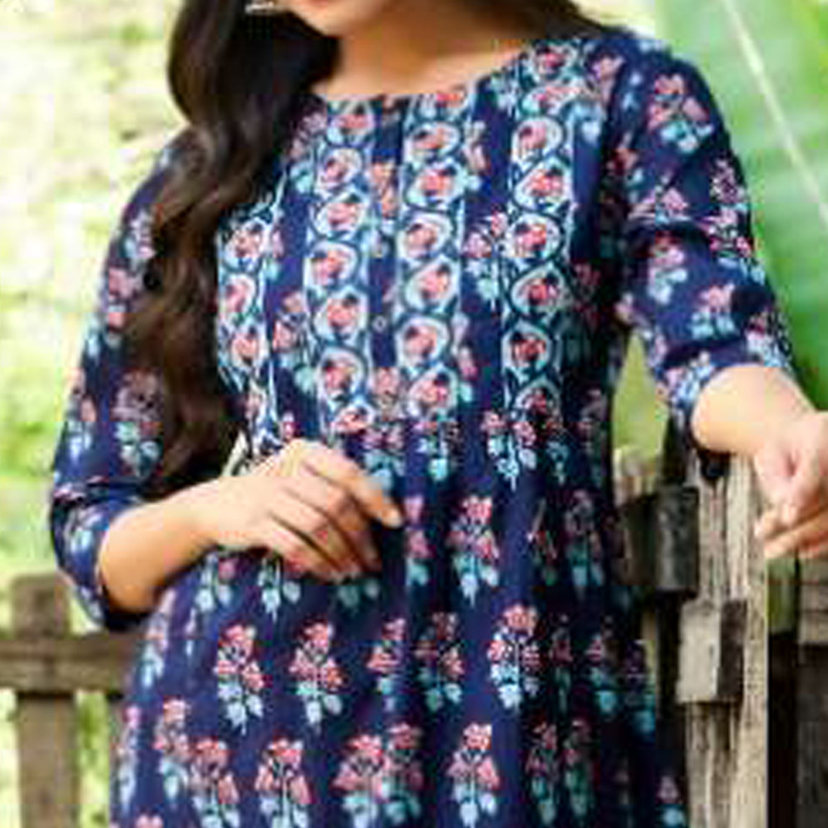 Blue Jaipuri Printed Pure Cotton Kurti
