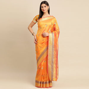 Golden Woven Organza Saree