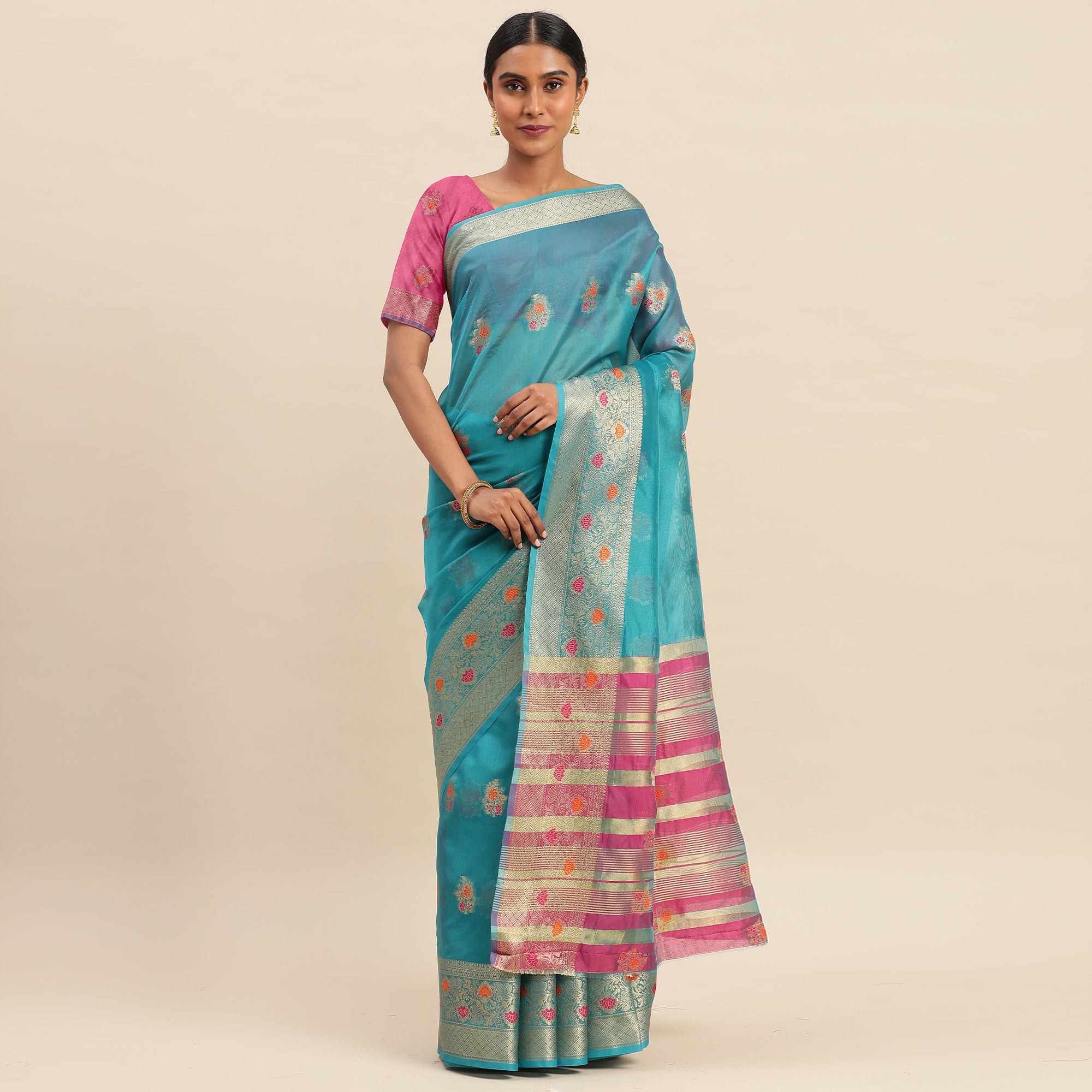 Rama Woven Organza Saree