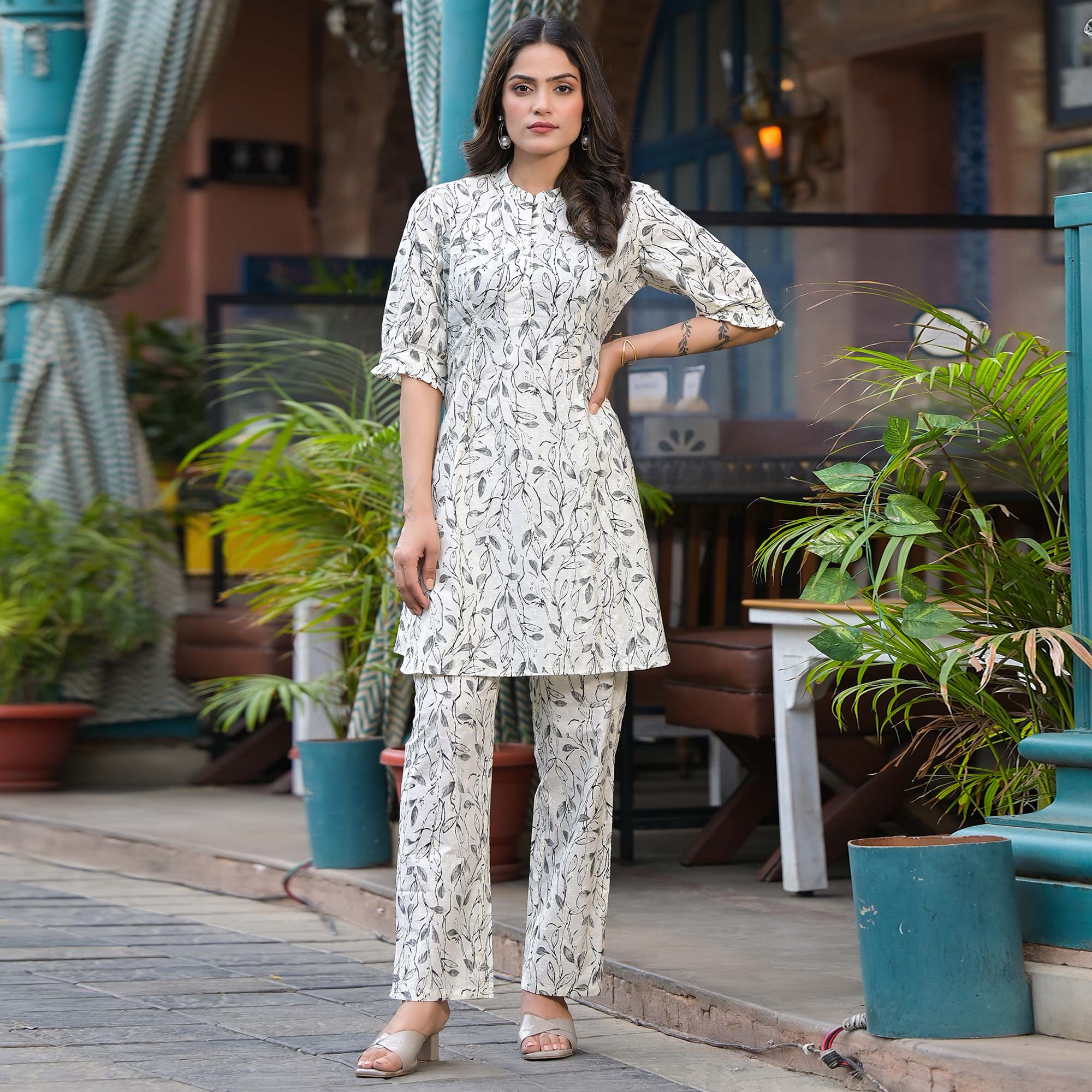 White Printed Pure Cotton Co-Ord Set