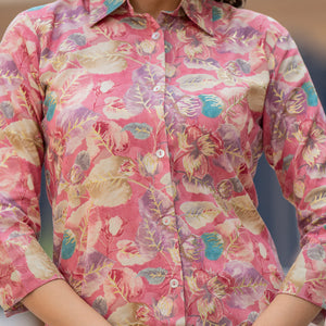 Pink Floral Printed Rayon Top