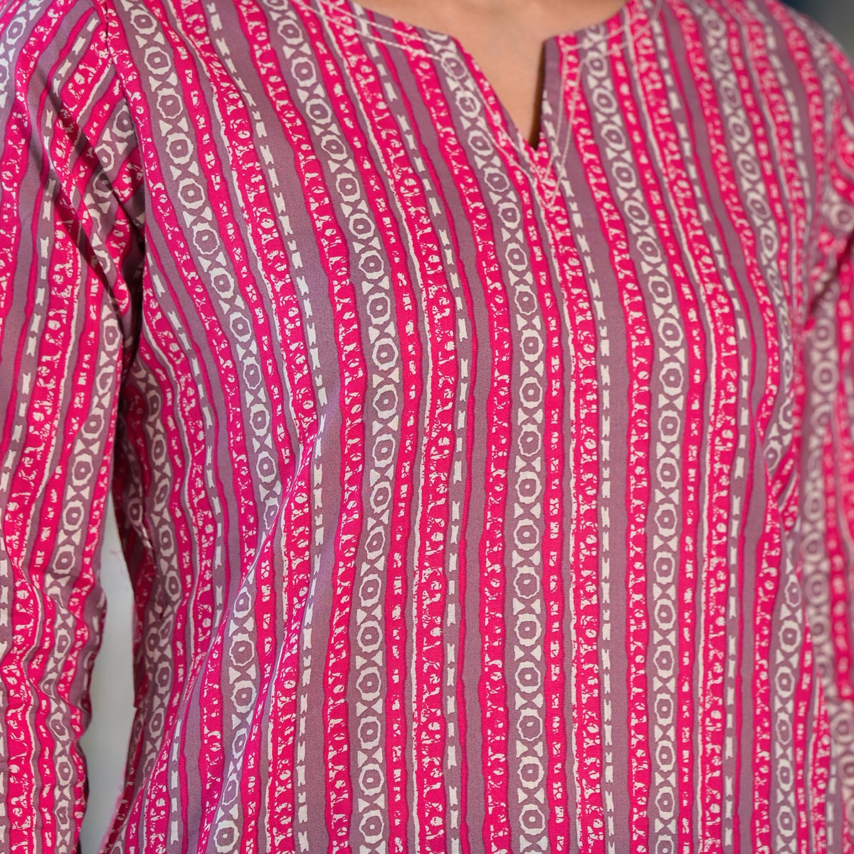 Pink Printed Pure Cotton Top
