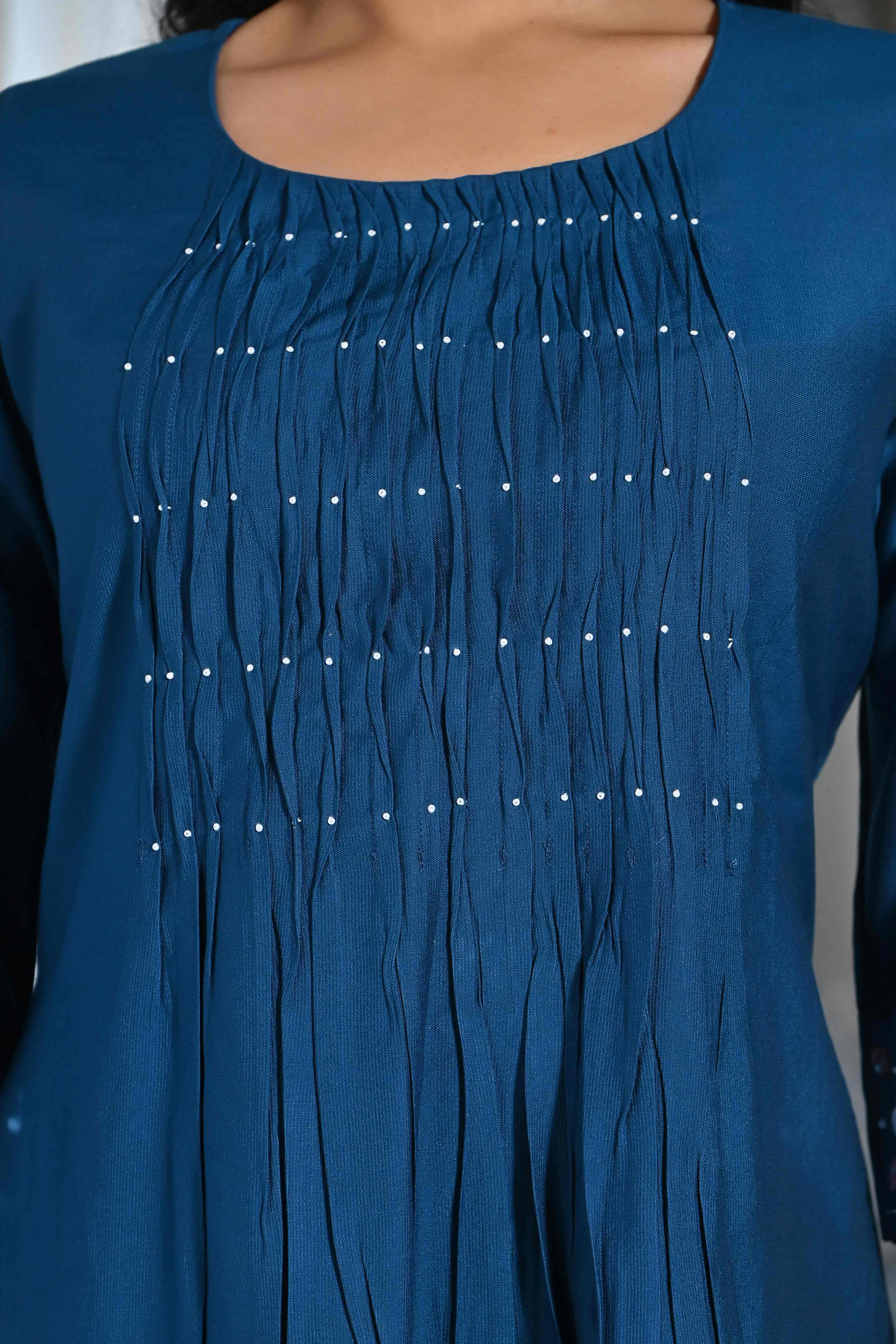 Blue Embroidered Viscose Salwar Suit