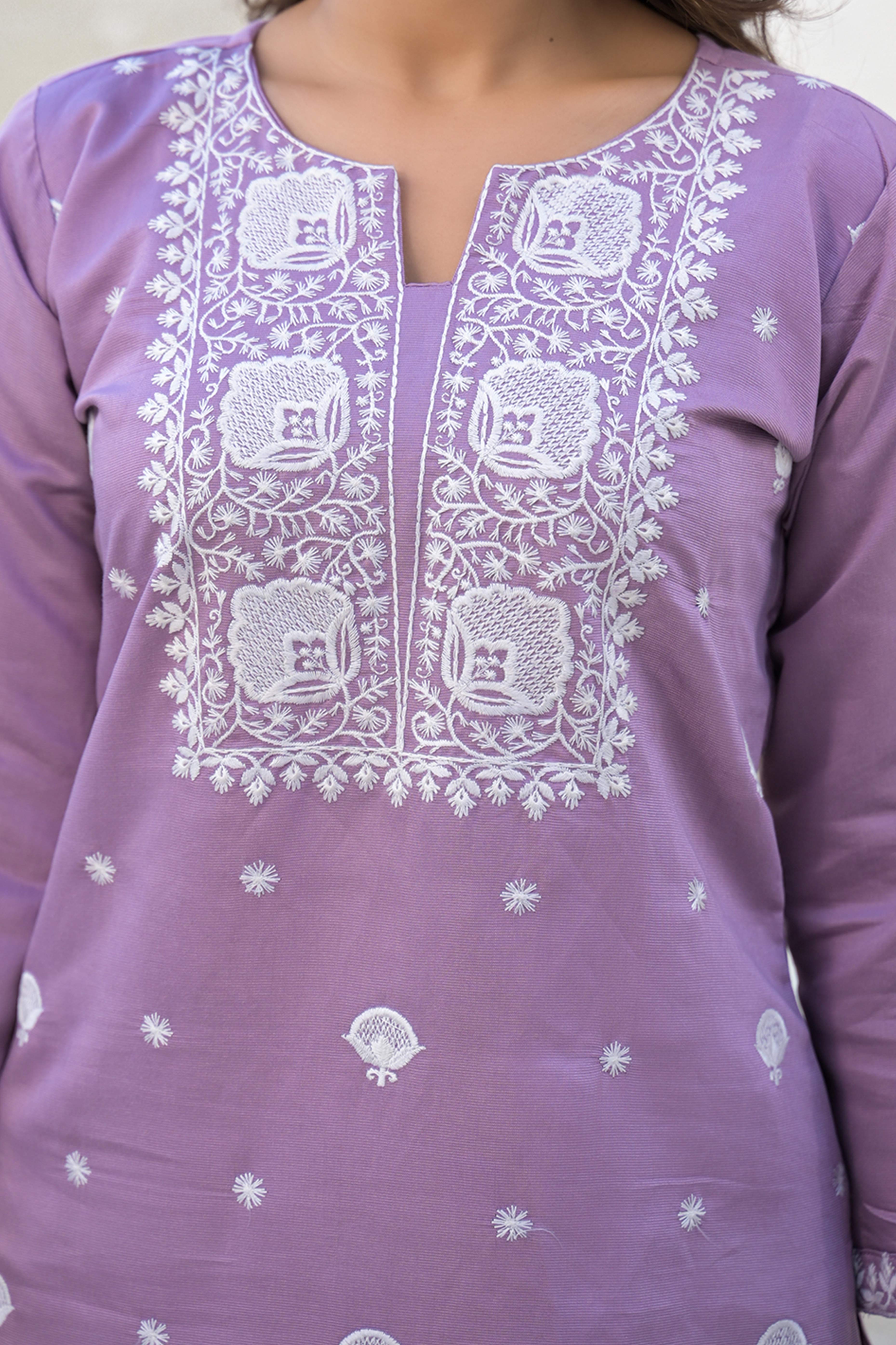 Elegant Light Purple Viscose Gadwal Silk Co-Ord with Embroidery