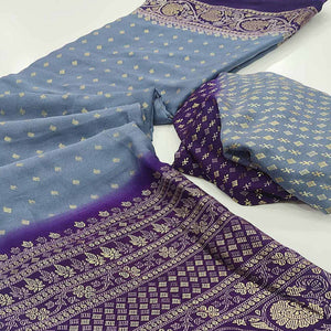 Grey Foil Printed Georgette Saree