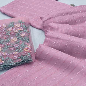 Mauve Sequins Embroidered Organza Saree With Tassels