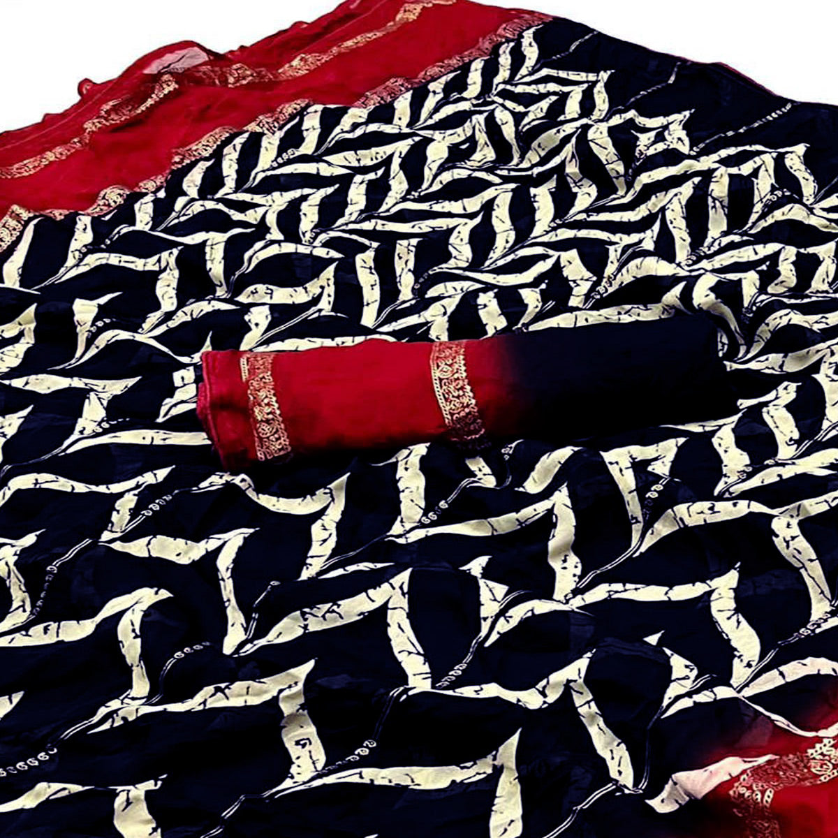 Blue Printed Georgette Saree