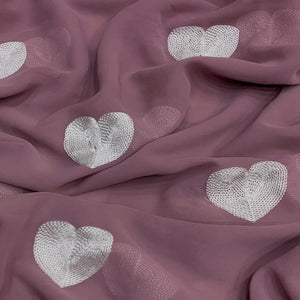 Mauve Embroidered Georgette Saree