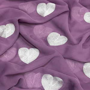 Purple Embroidered Georgette Saree