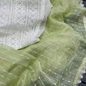Green Sequins Embroidered Organza Saree