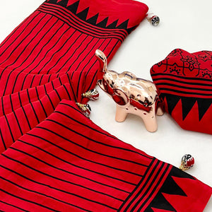 Red Satin Saree with All-Over Striped Print Partywear Essential