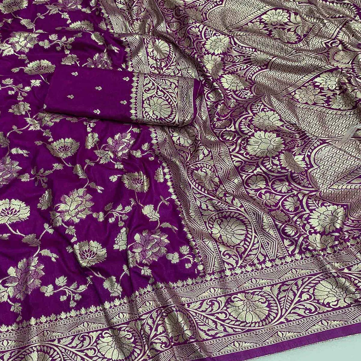 Purple Zari Woven Dola Silk Saree